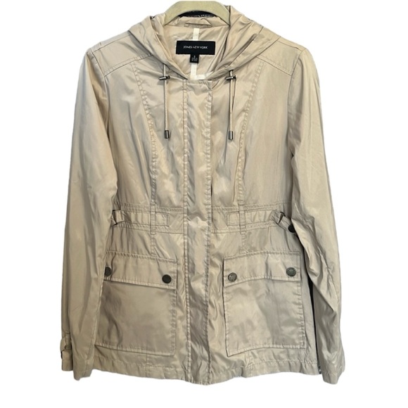 Jones New York Beige Windbreaker Parka Lightweight Fall Jacket Size S - Picture 1 of 17